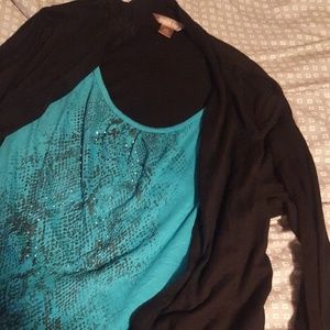 Blouse - cardigan with built in shirt